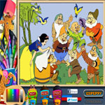 snow-white-with-dwarfs-coloring-page-150x150